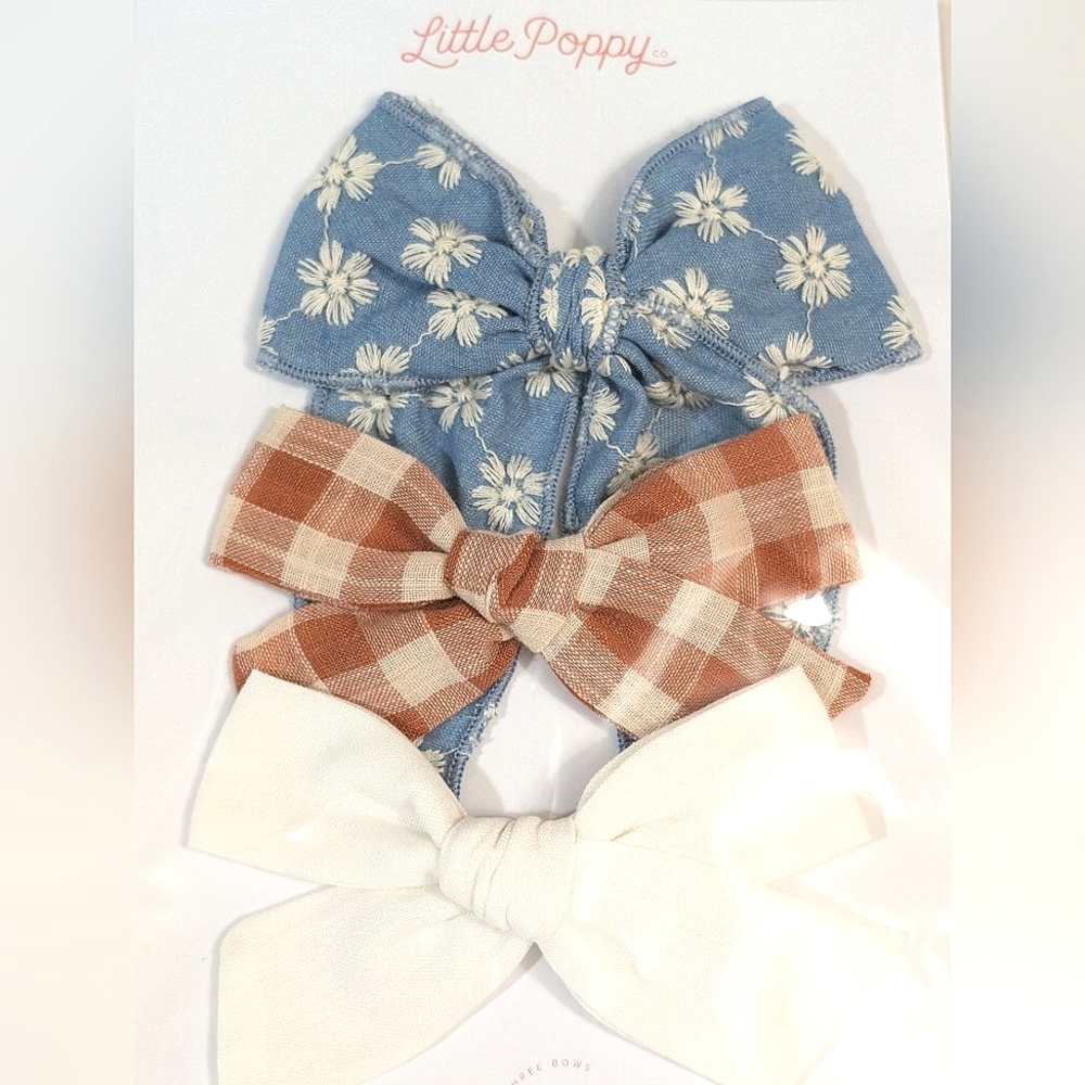 LITTLE POPPY Bows, The Aria Bow Clip Set, 3 Pack